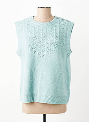 Pull stretch sans manche bleu clair C'EST BEAU LA VIE femme