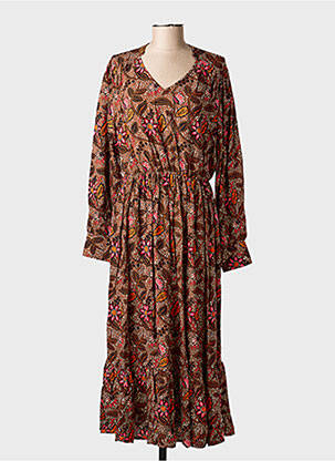 Robe longue manches longues manches longues marron C'EST BEAU LA VIE femme