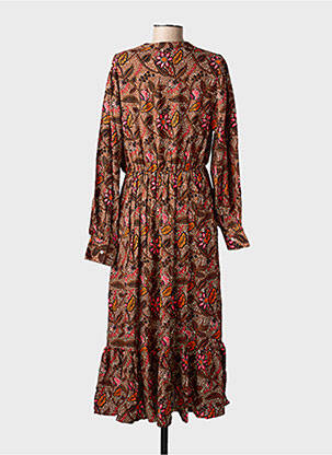 Robe longue manches longues manches longues marron C'EST BEAU LA VIE femme