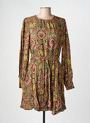 Robe courte manches longues manches longues vert C'EST BEAU LA VIE femme