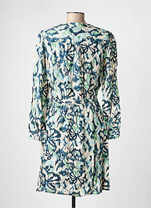 Robe mi-longue imprimé fantaisie manches longues bleu C'EST BEAU LA VIE femme