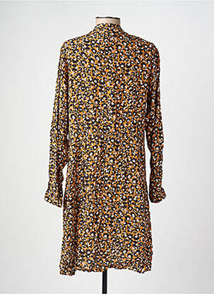 Robe mi-longue imprimé fleurs manches longues jaune C'EST BEAU LA VIE femme