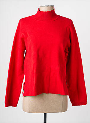 Pull coupe droite manches longues rouge C'EST BEAU LA VIE femme