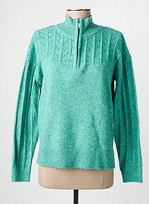 Pull tissage chiné manches longues vert C'EST BEAU LA VIE femme