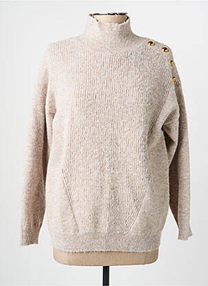 Pull tissage chiné manches longues marron C'EST BEAU LA VIE femme