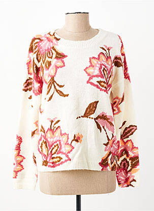 Pull coupe droite manches longues blanc C'EST BEAU LA VIE femme