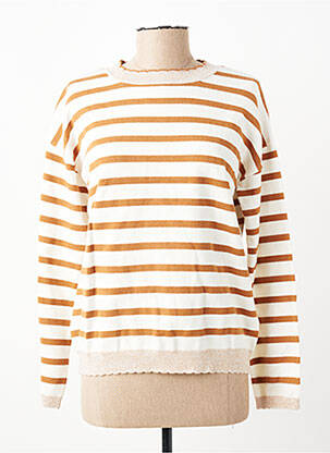 Pull coupe cintrée manches longues blanc C'EST BEAU LA VIE femme
