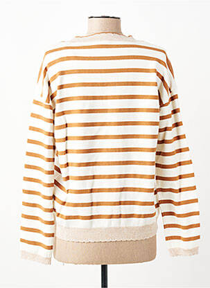 Pull coupe cintrée manches longues blanc C'EST BEAU LA VIE femme