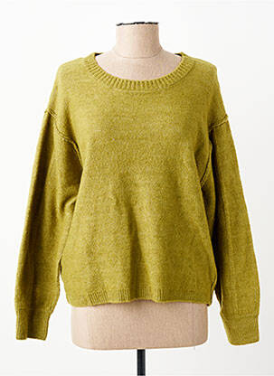 Pull coupe droite manches longues vert C'EST BEAU LA VIE femme