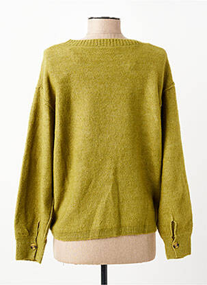 Pull coupe droite manches longues vert C'EST BEAU LA VIE femme