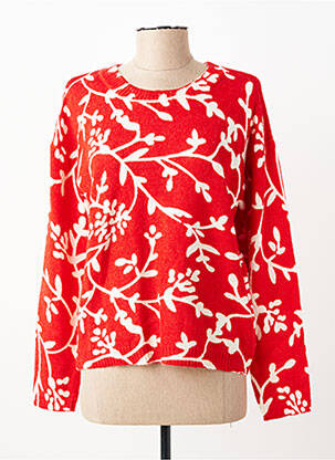 Pull coupe droite manches longues rouge C'EST BEAU LA VIE femme