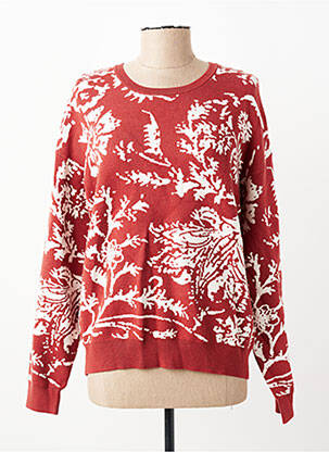 Pull coupe droite manches longues rouge C'EST BEAU LA VIE femme
