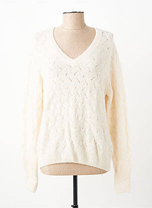 Pull coupe cintrée manches longues blanc JULIE GUERLANDE femme