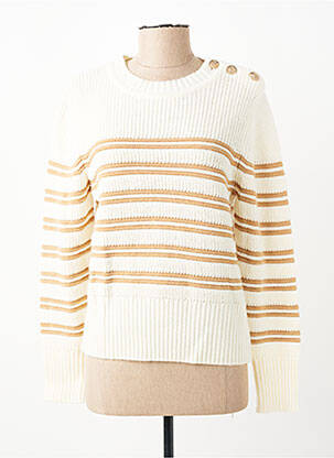 Pull coupe cintrée manches longues blanc C'EST BEAU LA VIE femme