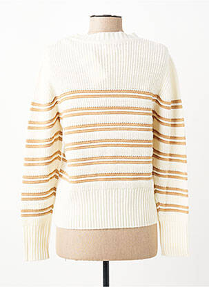 Pull coupe cintrée manches longues blanc C'EST BEAU LA VIE femme
