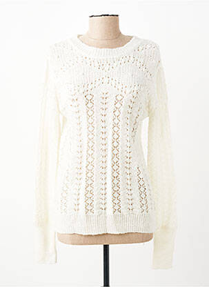 Pull coupe cintrée manches longues blanc C'EST BEAU LA VIE femme