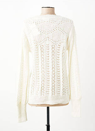 Pull coupe cintrée manches longues blanc C'EST BEAU LA VIE femme