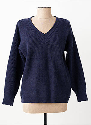 Pull coupe droite manches longues bleu C'EST BEAU LA VIE femme