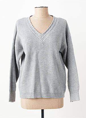 Pull coupe droite manches longues gris C'EST BEAU LA VIE femme