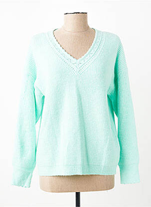 Pull coupe droite manches longues vert C'EST BEAU LA VIE femme