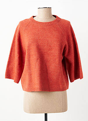 Pull coupe droite manches 3/4 orange C'EST BEAU LA VIE femme