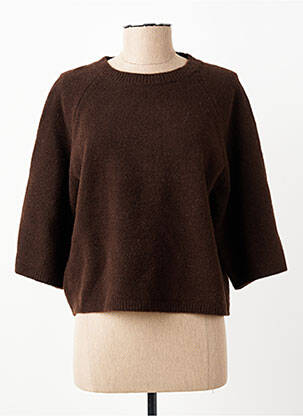 Pull coupe droite manches 3/4 marron C'EST BEAU LA VIE femme