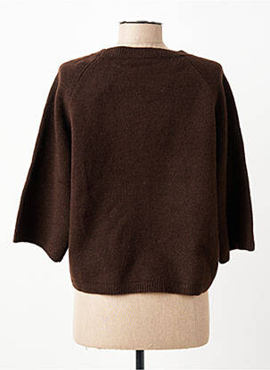 Pull coupe droite manches 3/4 marron C'EST BEAU LA VIE femme