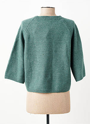 Pull coupe droite manches 3/4 vert C'EST BEAU LA VIE femme