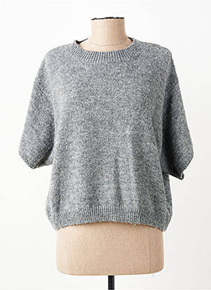 Pull coupe droite manches courtes gris C'EST BEAU LA VIE femme