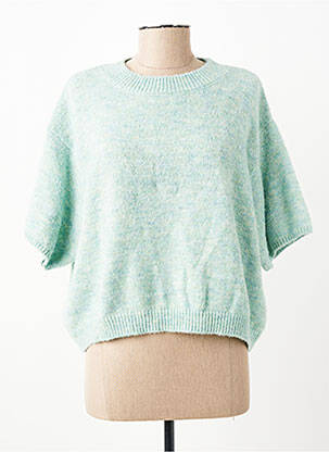 Pull coupe droite manches courtes bleu C'EST BEAU LA VIE femme