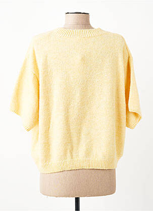 Pull coupe droite manches courtes jaune C'EST BEAU LA VIE femme