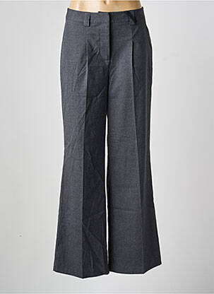 Pantalon flare fermeture zippée sous rabat avec crochet taille haute gris JULIE GUERLANDE femme