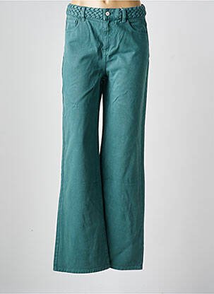 Jeans coupe large stretch taille haute vert C'EST BEAU LA VIE femme