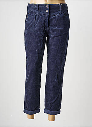 Pantalon 7/8 fermeture zippée sous rabat boutonné taille normale bleu C'EST BEAU LA VIE femme