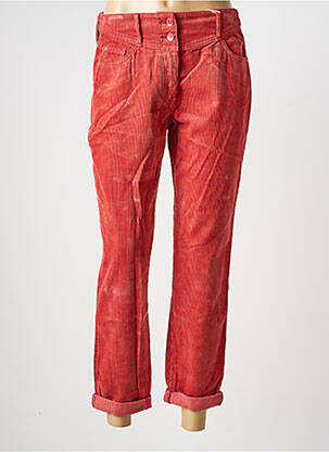 Pantalon 7/8 fermeture zippée sous rabat boutonné taille normale rouge C'EST BEAU LA VIE femme