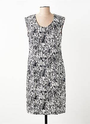 Robe mi-longue imprimé fantaisie sans manche noir ANNE KELLY femme