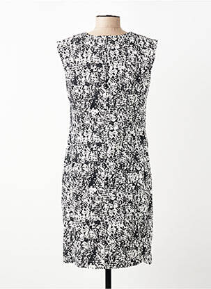 Robe mi-longue imprimé fantaisie sans manche noir ANNE KELLY femme
