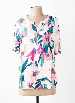 Blouse tissage popeline manches courtes rose FRANK WALDER femme