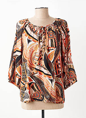 Blouse imprimé fantaisie manches 3/4 orange DIANE LAURY femme