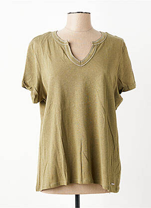 T-shirt col v manches courtes vert DIANE LAURY femme