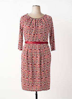 Robe mi-longue manches 3/4 manches 3/4 rouge JULIE GUERLANDE femme