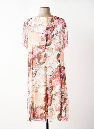 Robe mi-longue imprimé fantaisie manches courtes rose GEVANA femme