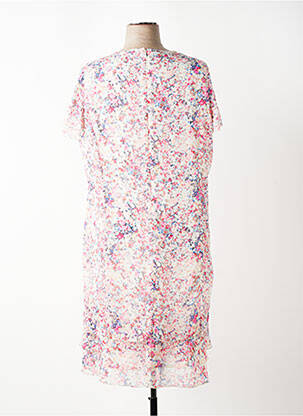 Robe mi-longue imprimé fleurs manches courtes rose ANNE KELLY femme