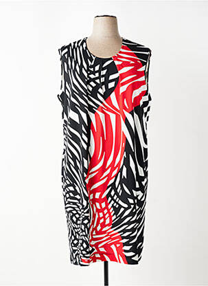 Robe mi-longue imprimé fantaisie sans manche noir ANNE KELLY femme
