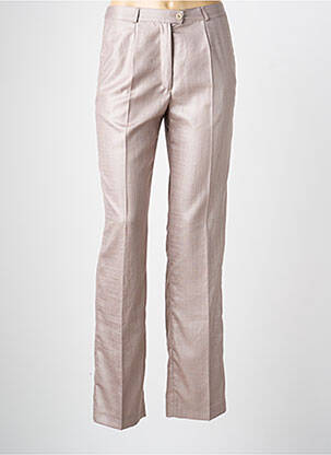 Pantalon droit tissage crêpe taille haute beige ANNE KELLY femme