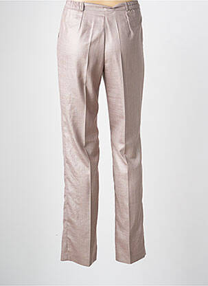Pantalon droit tissage crêpe taille haute beige ANNE KELLY femme