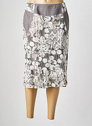 Jupe mi-longue taille à pinces gris FRANCE RIVOIRE femme