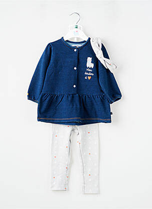 Ensemble pantalon type de haut chemise / blouse bleu SUCRE D'ORGE fille