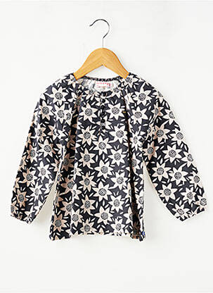 Blouse imprimé fantaisie manches longues noir SUCRE D'ORGE fille