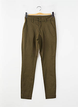 Pantalon slim tissage popeline taille normale vert KAFFE femme